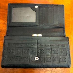 Chanel Black Logo Leather Wallet